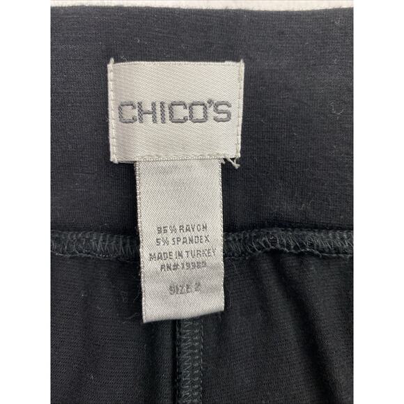 Chicos Wide‎ Leg Pants Womens Medium Black Knit Slacks Pull On Comfy - Picture 3 of 7
